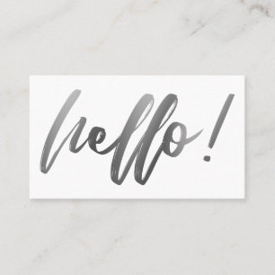 Glatter Silber Ombre Hallo in Handschrift auf Weiß Visitenkarte