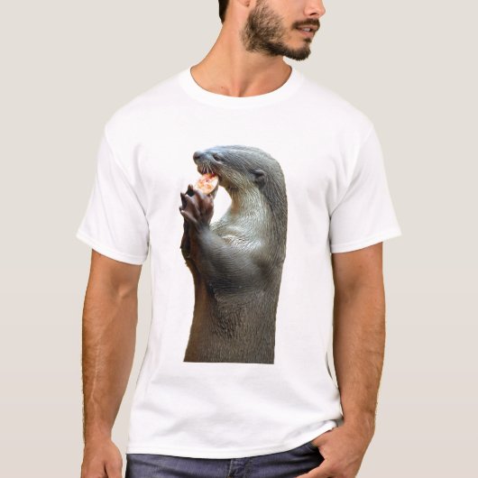 Glatter überzogener Otter, der Fische isst T-Shirt (Vorderseite)