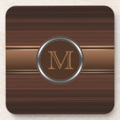 Glattes berufliches Brown Stripes Monogramm Untersetzer (Vorderseite)