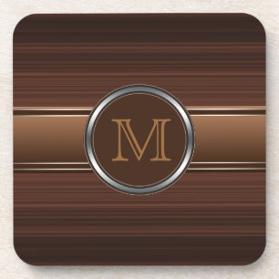 Glattes berufliches Brown Stripes Monogramm Untersetzer