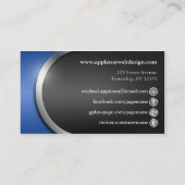 Glattes Blau mit Sozialvernetzungs-Knöpfen Visitenkarte (Rückseite)