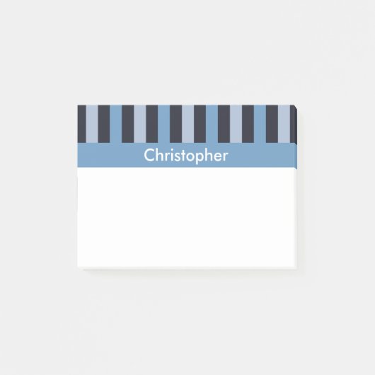Glattes Blau Striped Post-it Klebezettel (Vorderseite)