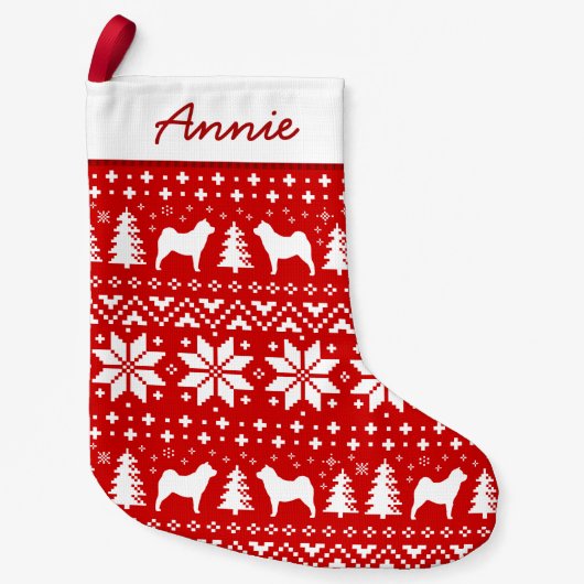 Glattes Chow-Chow Silhouette-Muster-niedlichen Kleiner Weihnachtsstrumpf (Vorderseite)