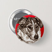 Glattes Collie-Porträt Button (Vorne & Hinten)