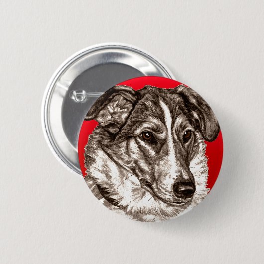 Glattes Collie-Porträt Button (Vorne & Hinten)