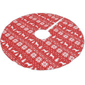 Glattes Collie-Silhouette-Weihnachtsmuster-Rot Polyester Weihnachtsbaumdecke (Schrägansicht)
