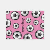 Glattes Fußball-Rosa Fleecedecke (Vorderseite (Horizontal))