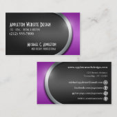 Glattes Lila mit Sozialvernetzungs-Knöpfen Visitenkarte (Vorne/Hinten)