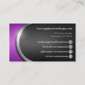 Glattes Lila mit Sozialvernetzungs-Knöpfen Visitenkarte (Rückseite)