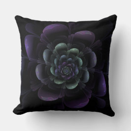 Glattes lila schwarzes Blumen Kissen