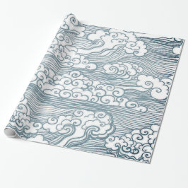 Glattes Packpapier, 30" x 6' JAPANISCHE WOLKEN Geschenkpapier