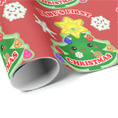 Glattes Packpapier des Babys erstes Weihnachts (Rolleneckpunkt)