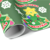 Glattes Packpapier des Babys erstes Weihnachts (Rolleneckpunkt)