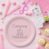 Glattes Rosa "50 und fabelhafte!" Pappteller (Party)
