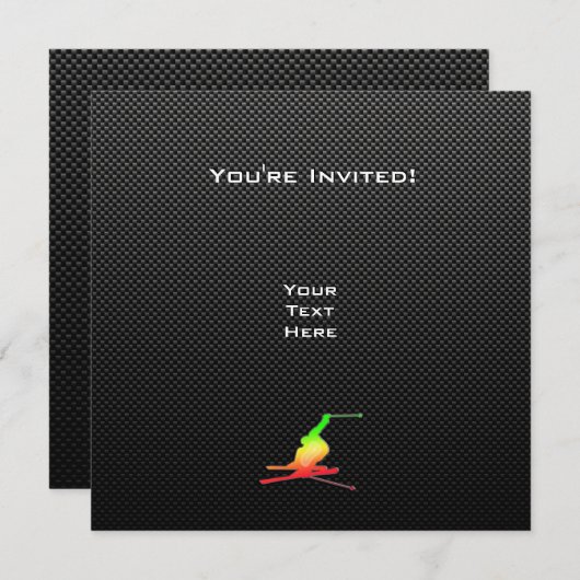 Glattes Schnee-Skifahren Einladung (Vorne/Hinten)