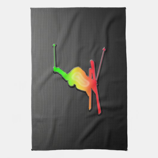 Glattes Schnee-Skifahren Geschirrtuch (Vertikal)