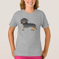 Glattes Schwarz-Rot-Haarlängdachshund Süßer Cartoo