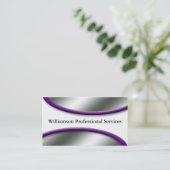 Glattes Silber mit lila Geschäfts-Karten Visitenkarte (Stehend Vorderseite)