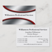 Glattes Silber mit roten Visitenkarten Visitenkarte (Vorne/Hinten)