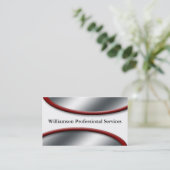 Glattes Silber mit roten Visitenkarten Visitenkarte (Stehend Vorderseite)