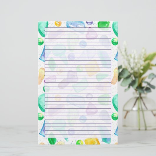 Glattglas Lila Liner Briefpapier (Stehend Vorderseite)