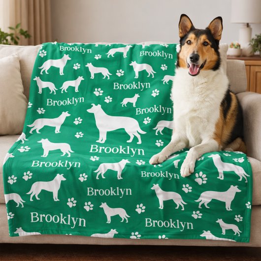 Glatthaar Collie Personalisierte Hundedecke Fleecedecke