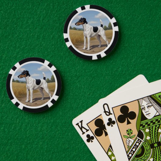 Glatthaar-Foxterrier Pokerchips (Pokertisch (doppelt))