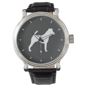 Glatthaar-Foxterrier-Silhouette Armbanduhr