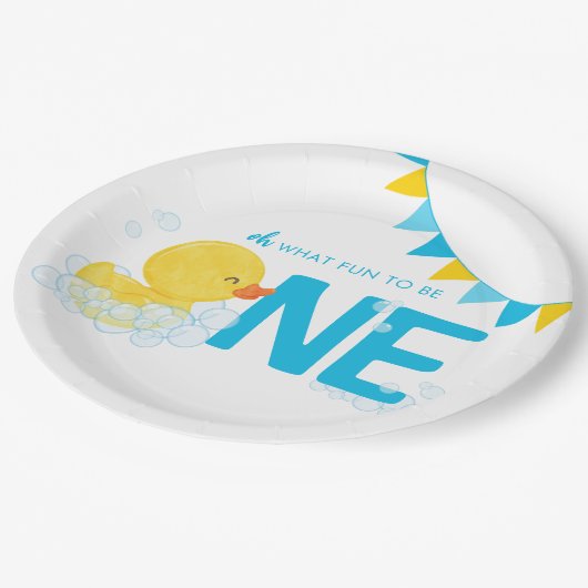 Glattlederente 1. Geburtstag Pappteller (Schrägansicht)