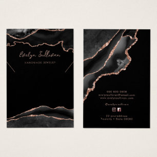 Glattlederkarte mit goldener Rose und schwarzer Se
