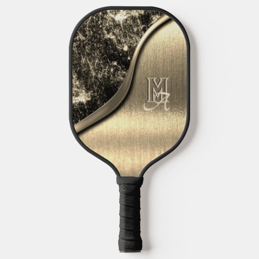 Glattlegiertes Metall und Metallstein Mit Monogram Pickleball Schläger (Vorderseite)