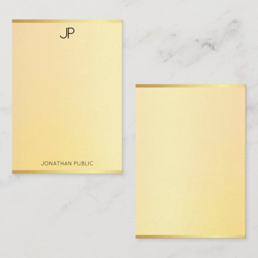 Glattlehre Mit Monogramm Einfach Mitteilungskarte (Vorne/Hinten)