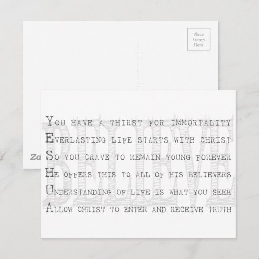 Glaub Yeshua. Christlich Postkarte (Vorne/Hinten)