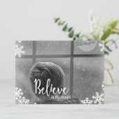 Glaube 1 Foto Snowflake Weihnachtskarte Feiertagskarte (Stehend Vorderseite)