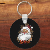 Glaube Afro Santa African American Christmas Blac Schlüsselanhänger (Vorderseite)