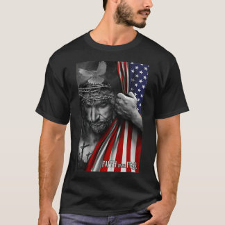 Glaube an Angst, Jesus American Flag Patriot Chris T-Shirt