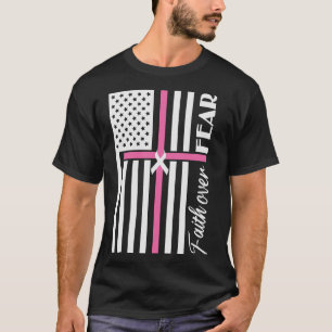 Glaube an Angst, rosa Kreuzflagge T-Shirt