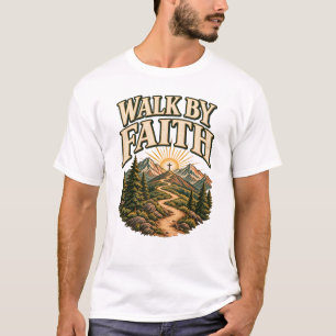 Glaube an Bergsonnenaufgang-Kreuz-Kunst T-Shirt