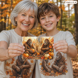 Glaube an Bigfoot Herbst Kürbisse Natur Sasquatch Postkarte