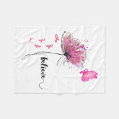 Glaube an Blume Schmetterling Pink Ribbon Brustkre Fleecedecke (Vorderseite (Horizontal))