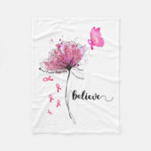 Glaube an Blume Schmetterling Pink Ribbon Brustkre Fleecedecke (Vorderseite)
