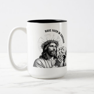 Glaube an Cheesus - Lustiges Jesus Meme Zweifarbige Tasse