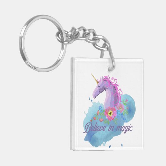 Glaube an das magische Blumenorn Schlüsselanhänger (Vorderseite links)