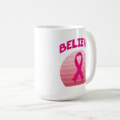 Glaube an das rosa Band Retro Kaffeetasse (VorderseiteRechts)