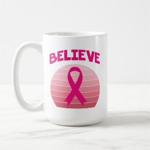 Glaube an das rosa Band Retro Kaffeetasse
