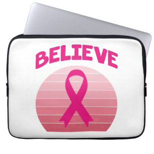 Glaube an das rosa Band Retro Laptopschutzhülle