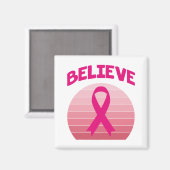 Glaube an das rosa Band Retro Magnet (Vorderseite/Rückseite)