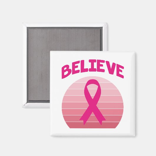 Glaube an das rosa Band Retro Magnet (Vorderseite/Rückseite)