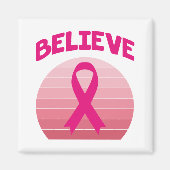 Glaube an das rosa Band Retro Magnet (Vorne)