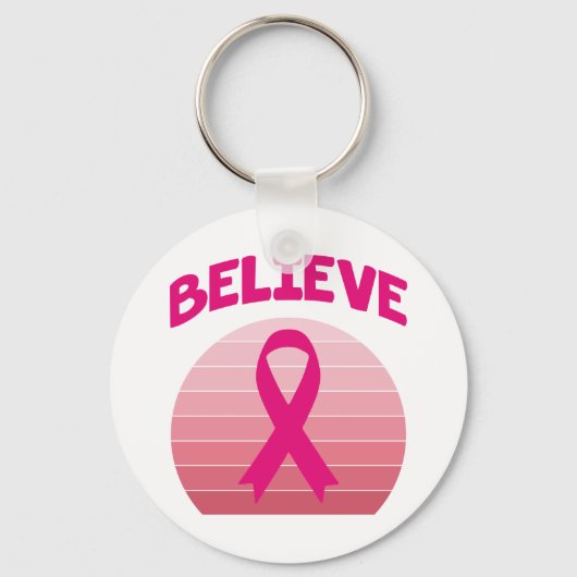 Glaube an das rosa Band Retro Schlüsselanhänger (Vorderseite)